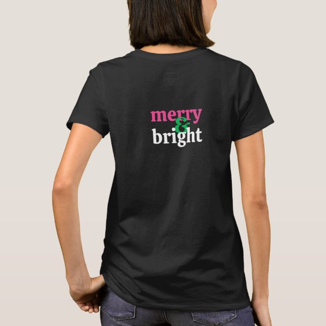 Grön och het rosa typografi jul T-shirt (Baksida)