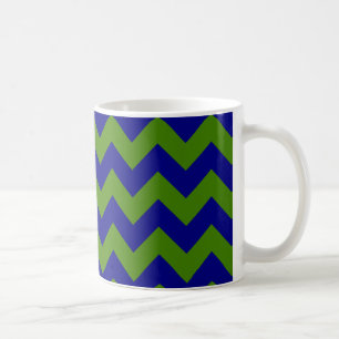 Grön och marinblå sicksack kaffemugg