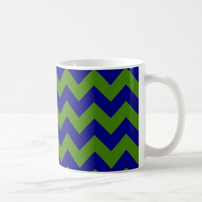 Grön och marinblå sicksack kaffemugg (Höger)