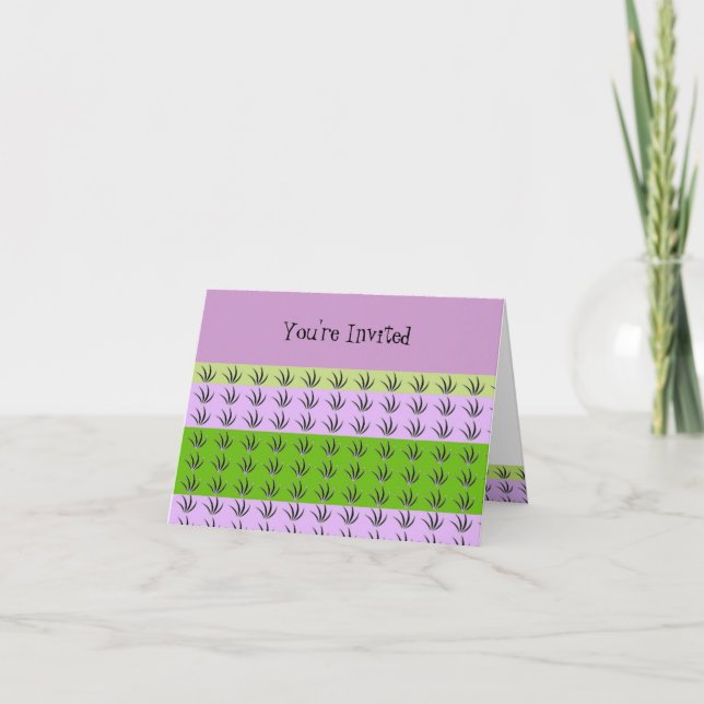 Grön och mauve gräs inbjudan (Framsida)