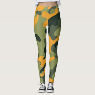 Grön och orange armé Camo Kamouflage Leggings