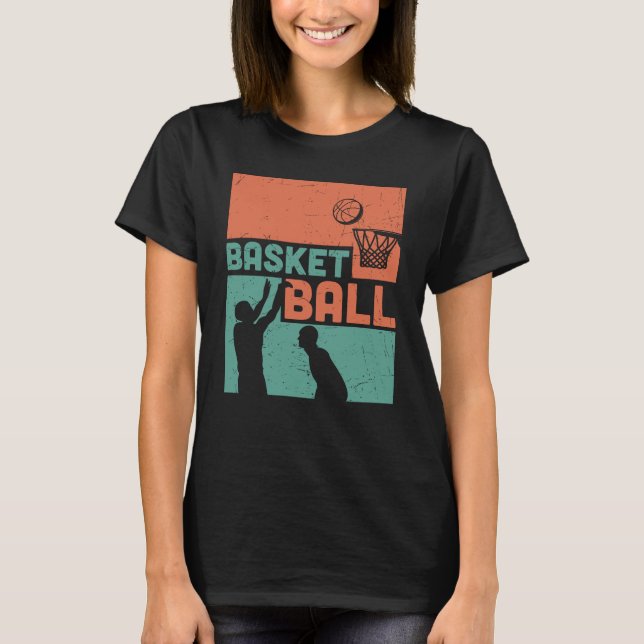 Grön och Orange Basket Snygg Design T Shirt (Framsida)
