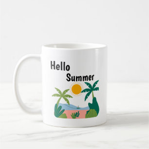 Grön och orange lekfull hej sommarmugg kaffemugg