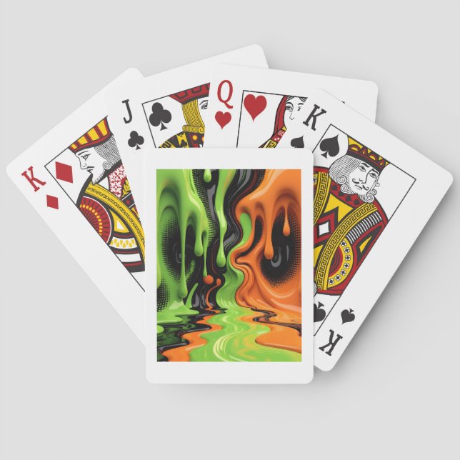 Grön och orange slimefilt casinokort (Baksidan)