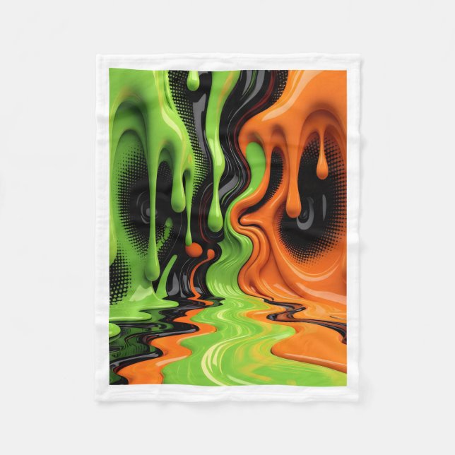 Grön och orange slimefilt fleecefilt (Framsidan)