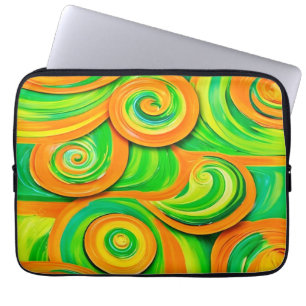 Grön och orange spiral laptop fodral