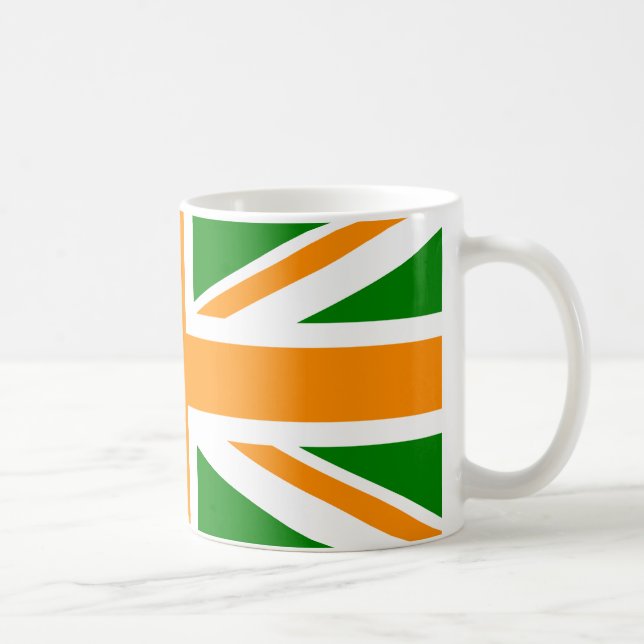 Grön och orange Union Jack Kaffemugg (Höger)