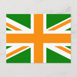 Grön och orange Union Jack Vykort