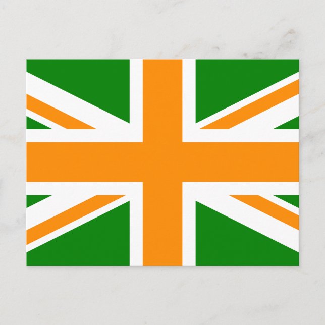 Grön och orange Union Jack Vykort (Framsida)