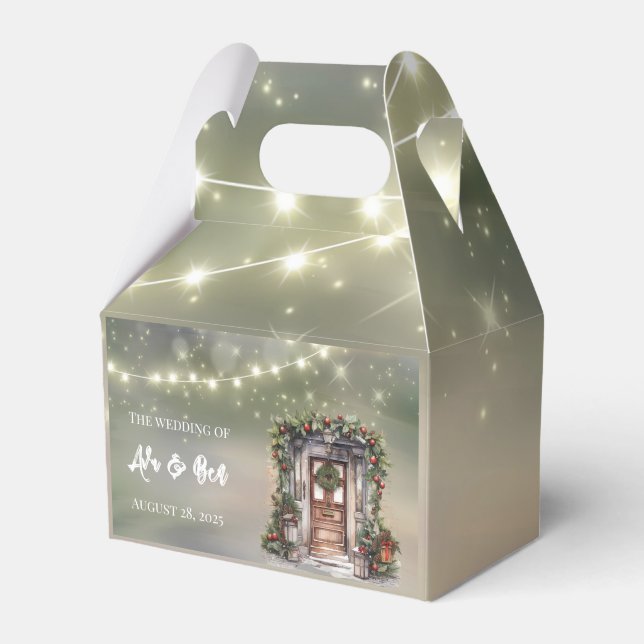 Grön och röd bärdekorerad dörrljus jul presentaskar (Framsidan Sidan)