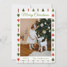Grön och röd julgran foto  julkort