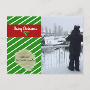Grön och röd julkort för foton helg vykort