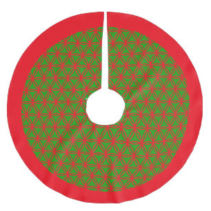 Grön och röd livets blomma julgransmatta borstad polyester