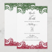 Grön och röd spetsig elegant fiesta vit bröllop   