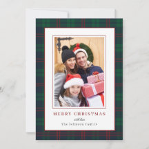 Grön och röd Tartan kant Julfoto