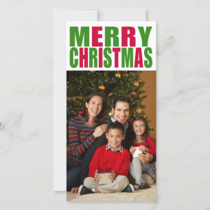 Grön och röd text God Jul Foto Julkort