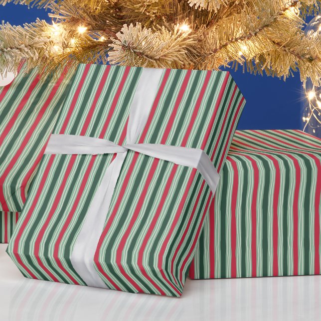 Grön och rödrandig julklassiker presentpapper (Skapare uppladdad)
