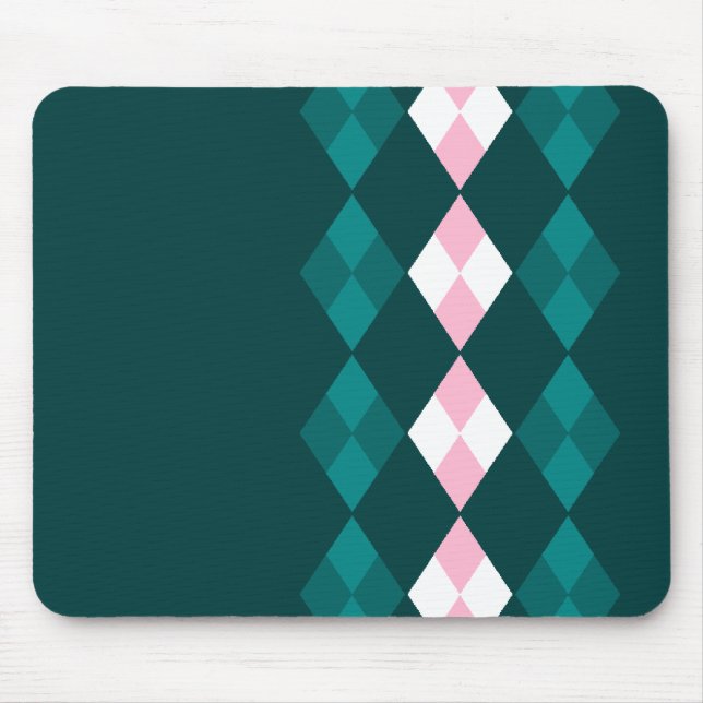 Grön och rosa argyle musmatta (Framsidan)