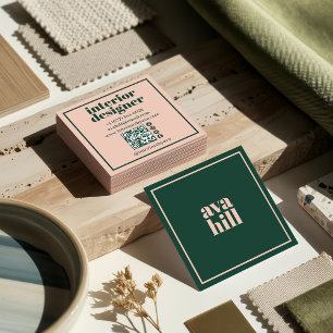 Grön och rosa modern professionell logotyp minimal fyrkantigt visitkort