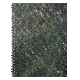 Grön och silver Armé Kamouflage Glitter Elegant Gl Anteckningsbok Med Spiral