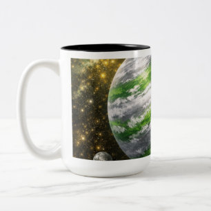 Grön och Silver Planet Två-Tonad Mugg