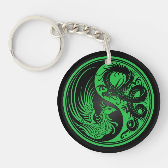Grön och svart drake Phoenix Yin Yang (Framsidan)