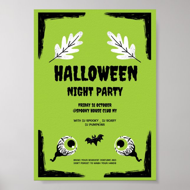 Grön och svart Halloweenfest, Halloweenfest Poster (Framsidan)