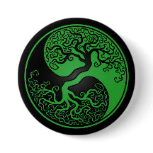 Grön och svart livets träd Yin Yang