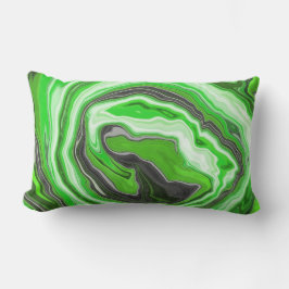 Grön och svart marmor av kalk som saxar Fluid Art Lumbarkudde