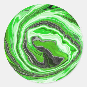 Grön och svart marmor av kalk som saxar Fluid Art Runt Klistermärke
