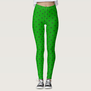 Grön och svart polka dots för limefrukt leggings