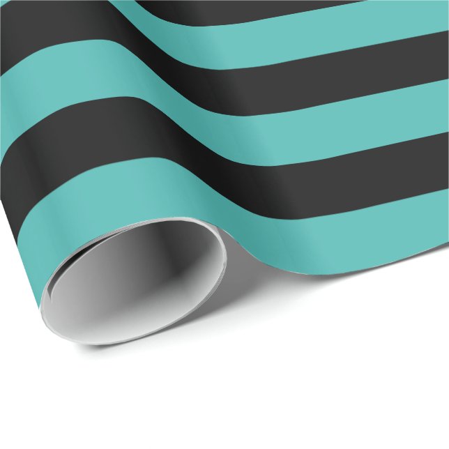 Grön och svart randig patina presentpapper (Rullad Hörn)