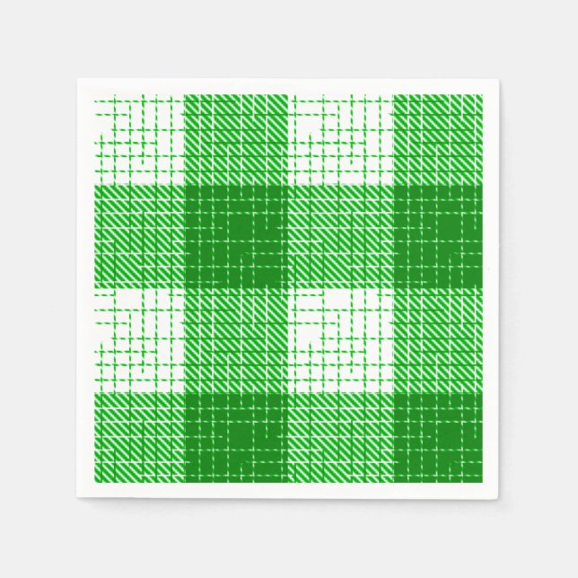 Grön och vit djärn rutig karamelldesign  pappersservett (Framsidan)