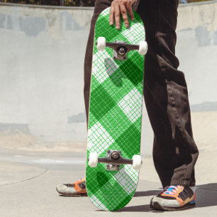 Grön och vit djärv rutig karamelldesign mini skateboard bräda 18,5 cm