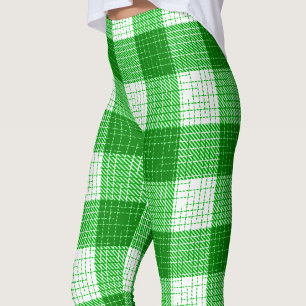 Grön och vit djärv rutig pläd-design leggings