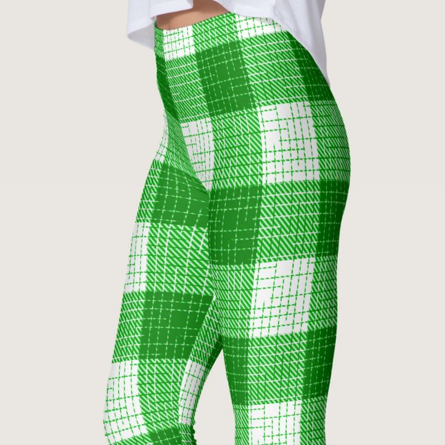 Grön och vit djärv rutig pläd-design  leggings (Skapare uppladdad)