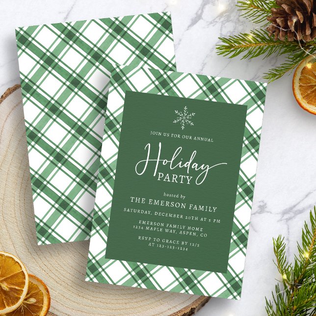 Grön och vit julfestinbjudan inbjudningar (Green and White Holiday Party Invitation
)