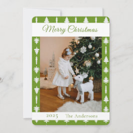 Grön och vit julgran foto  julkort