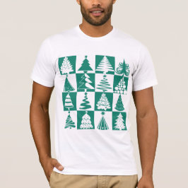 Grön Och Vit Julgran Semester Mönster Tee