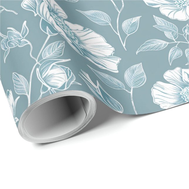 Grön och vit kineseri decoupage presentpapper (Rullad Hörn)