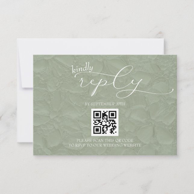 Grön och vit modern enkel QR-högtidsdag OSA Kort (Framsida)