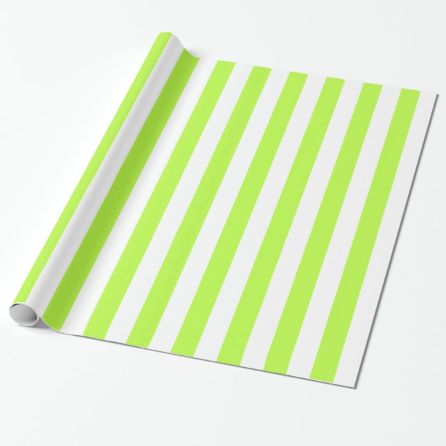Grön och vit Rand Presentpapper (Utrullad)