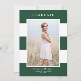 Grön och vit randig mönsterfoto examensfirande meddelande