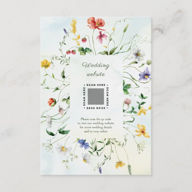 Grön och vit romantisk rustik sommarbröllop tilläggskort (Framsida)