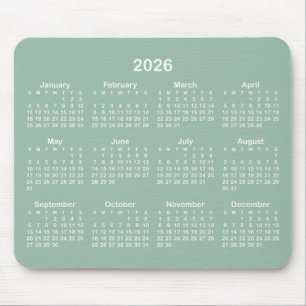 Grön och vit te-kalender musmatta