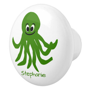 Grön Octopus Personlig Design Knopp