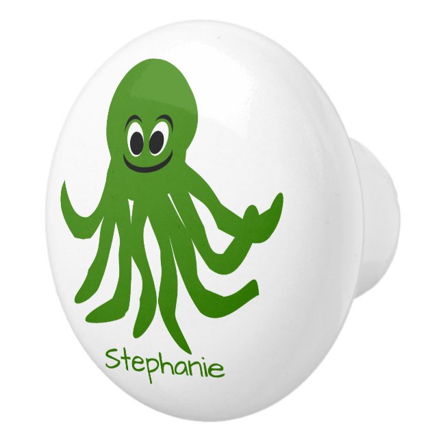 Grön Octopus Personlig Design Knopp (Höger)