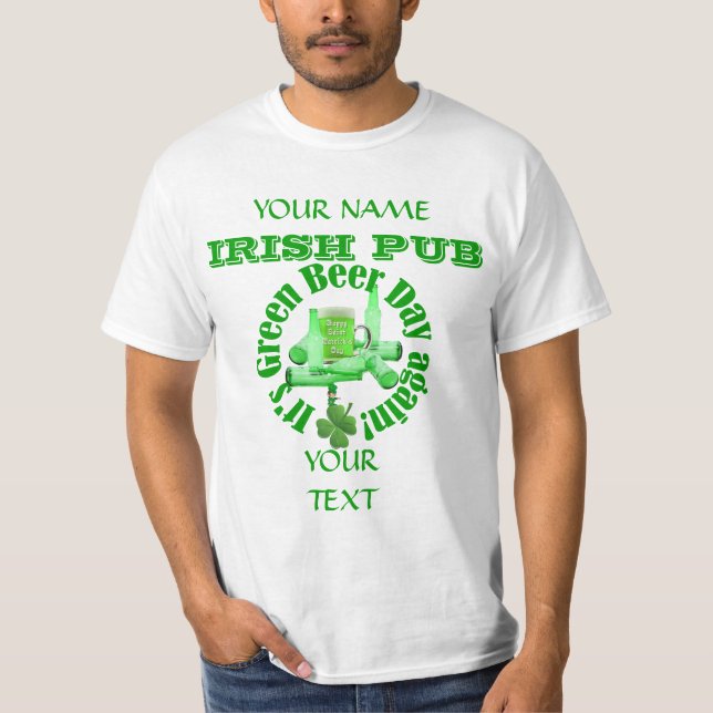 Grön öldag St Patrick T-shirt (Framsida)