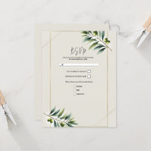 Grön Oliv Blad Benvit & Guld Rustik RSVP