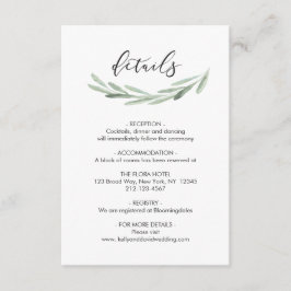 Grön olivkvistkrans Rustika detaljer för bröllop Tilläggskort